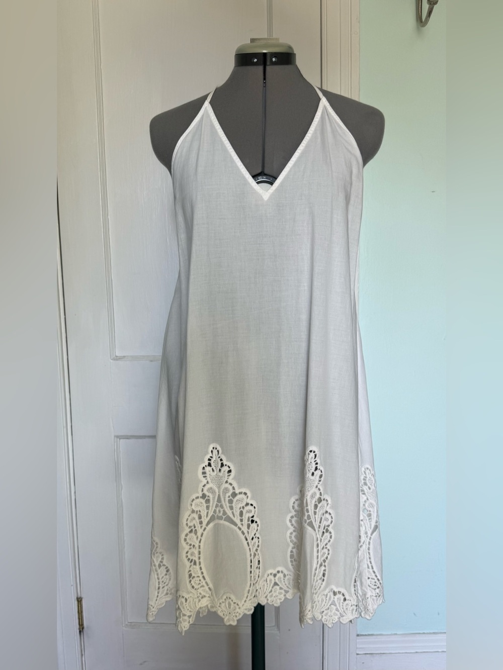 White V-neck halter slip dress